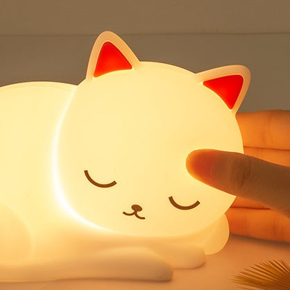Huggwaii Squishy Silicone Napping Cat LED Night Light - Perfect Gift for Kids and Girls