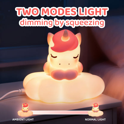 MeWaii® Unicorn Cloud Wireless Charging 2 IN 1 Silicone Squishy Night Light Lamp Perfect Gift