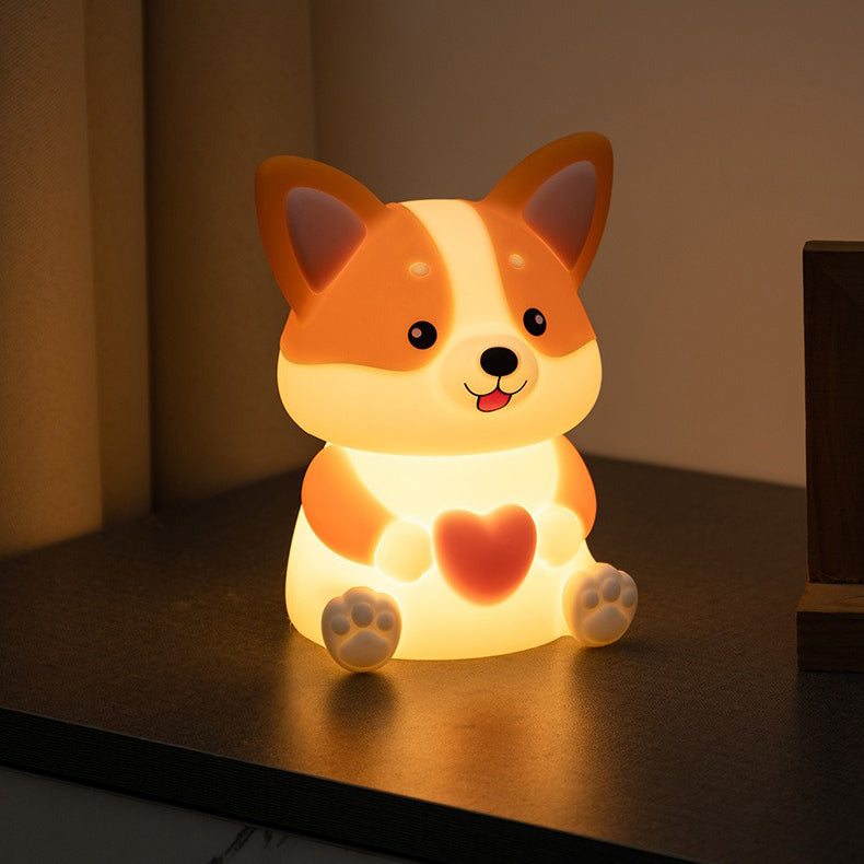Corgi with Heart Silicone Night Light Cute Puppy Paw Pads Cozy Decor Perfect Gift