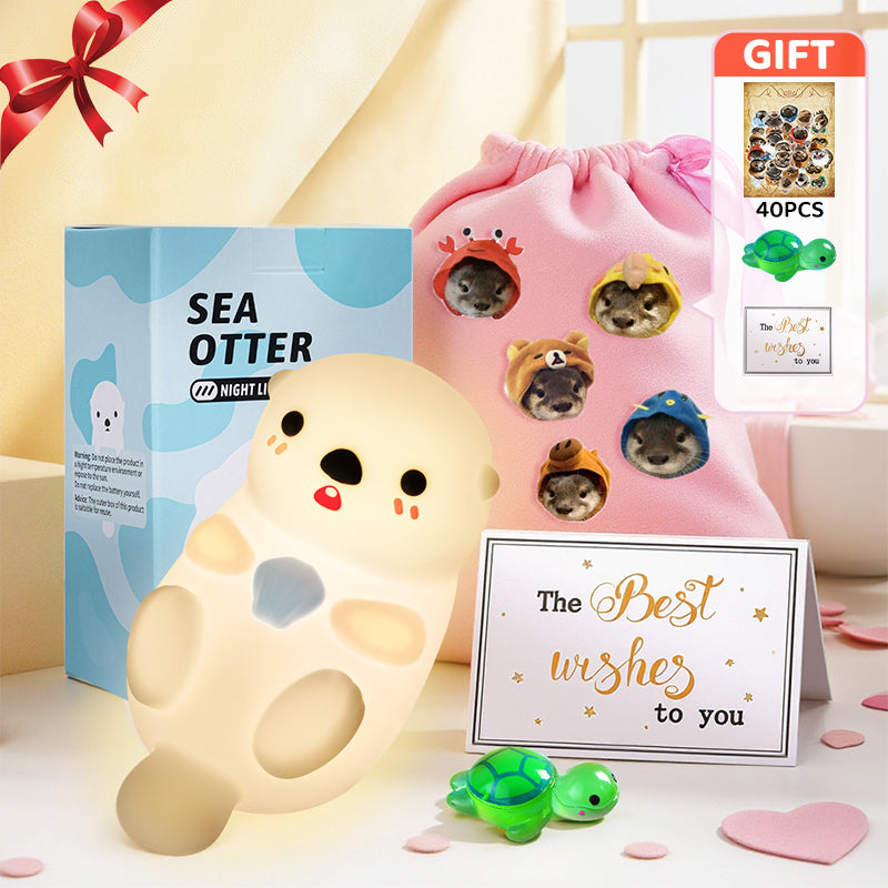 MeWaii® Limited Edition Squeezable Otter Night Light - Tap Control Lamp, Perfect Gift for Kids