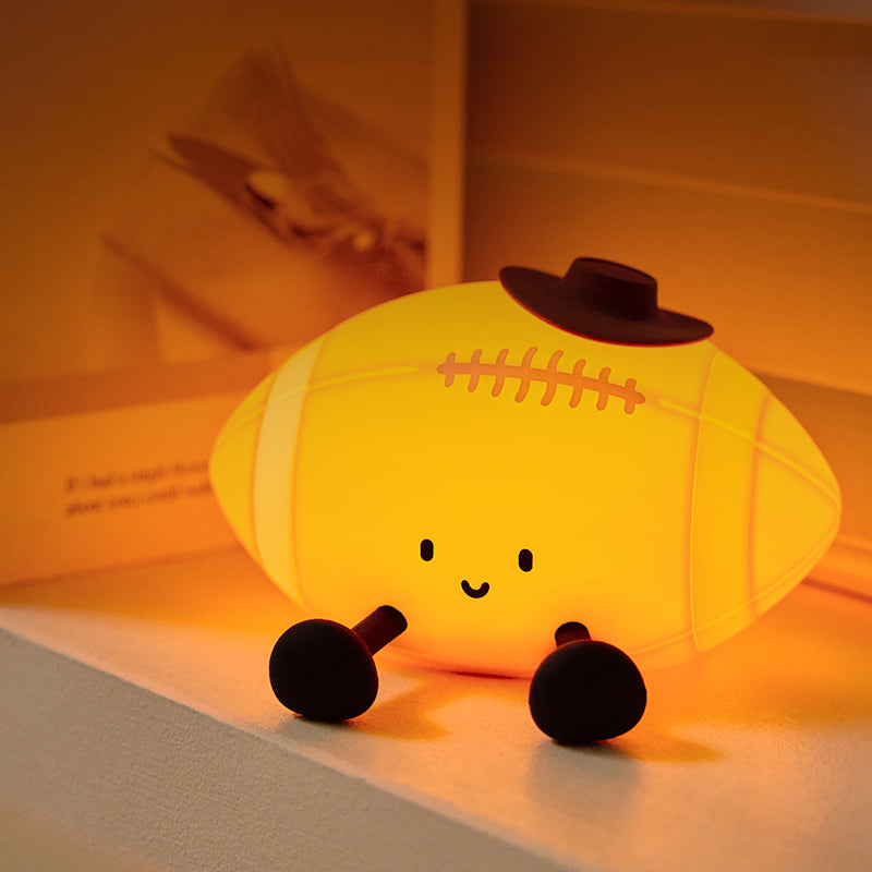 Huggwaii Football Silicone Squishy Night Light Cute Sports Lamp for Bedroom Perfect Gift