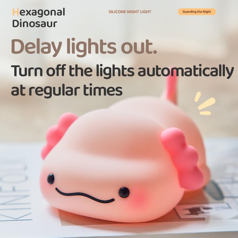 Huggwaii Squishy Silicone Lazy Axolotl LED Night Light - Perfect Gift for Kids and Girls