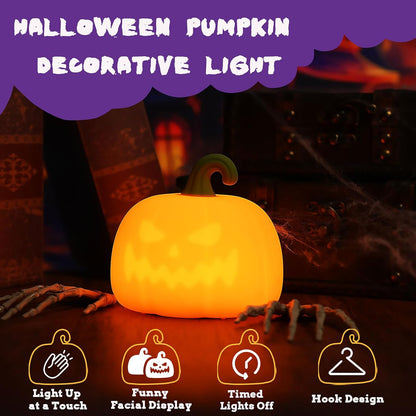 Colorful Pumpkin Silicone Squishy Night Light Halloween Decor Cute Demon Face Gift