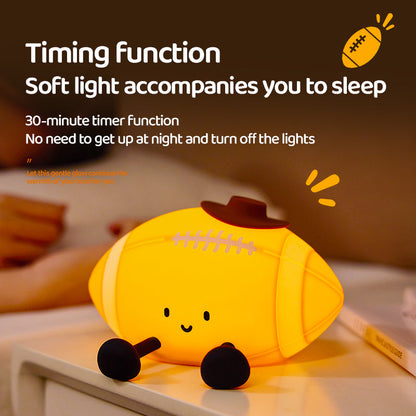 Huggwaii Football Silicone Squishy Night Light Cute Sports Lamp for Bedroom Perfect Gift