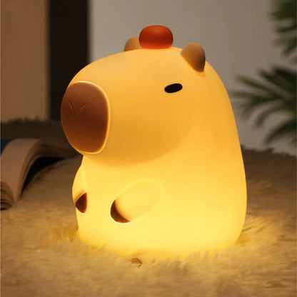 Huggwaii Capybara With Turtle LED Squishy Night Light For Gift USB Rechargeable Capybara Lamp