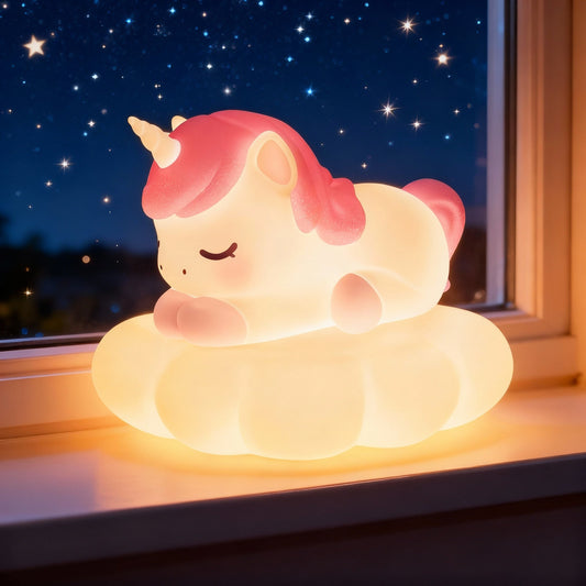 MeWaii® Unicorn Cloud Wireless Charging 2 IN 1 Silicone Squishy Night Light Lamp Perfect Gift