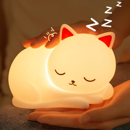Huggwaii Squishy Silicone Napping Cat LED Night Light - Perfect Gift for Kids and Girls