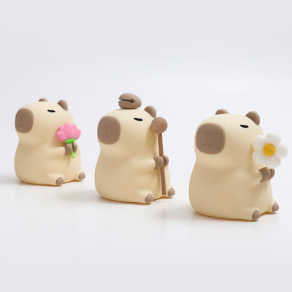 Huggwaii Flower Capybara Squishy Silicone Night Light - Perfect Gift for Kids and Girls