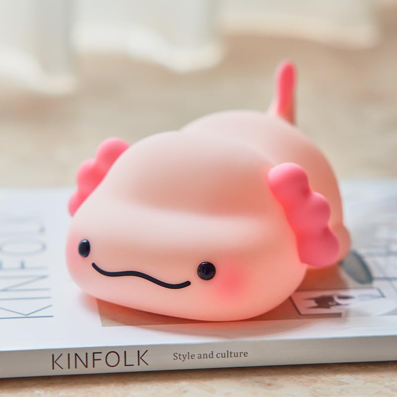 Huggwaii Squishy Silicone Lazy Axolotl LED Night Light - Perfect Gift for Kids and Girls
