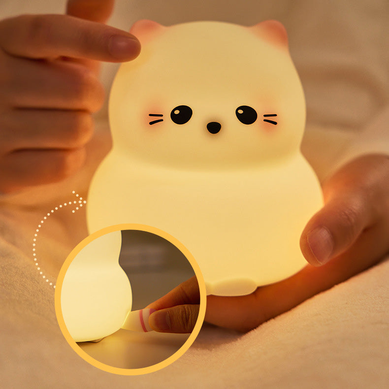 Huggwaii Cute Kitten Silicone Squishy Night Light Tap Lamp Best Gift For Baby and Girl