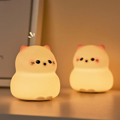 Huggwaii Cute Kitten Silicone Squishy Night Light Tap Lamp Best Gift For Baby and Girl