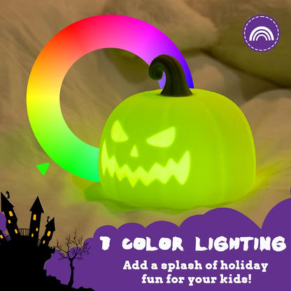 Colorful Pumpkin Silicone Squishy Night Light Halloween Decor Cute Demon Face Gift