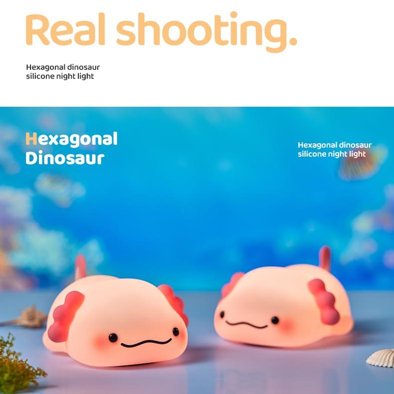 Huggwaii Squishy Silicone Lazy Axolotl LED Night Light - Perfect Gift for Kids and Girls