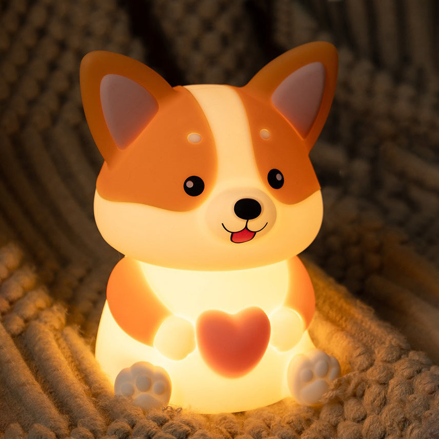 Corgi with Heart Silicone Night Light Cute Puppy Paw Pads Cozy Decor Perfect Gift