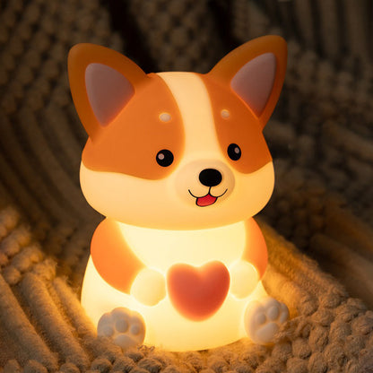 Corgi with Heart Silicone Night Light Cute Puppy Paw Pads Cozy Decor Perfect Gift