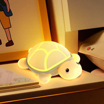 Huggwaii Squishy Silicone Cute Turtle LED Night Light - Perfect Gift for Kids and Girls