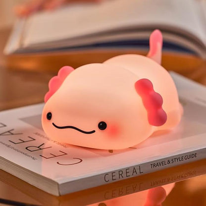 Huggwaii Squishy Silicone Lazy Axolotl LED Night Light - Perfect Gift for Kids and Girls