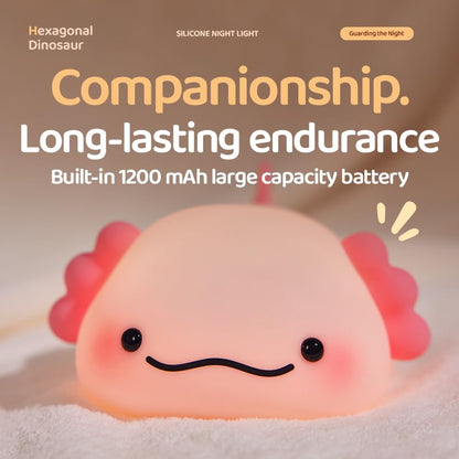 Huggwaii Squishy Silicone Lazy Axolotl LED Night Light - Perfect Gift for Kids and Girls