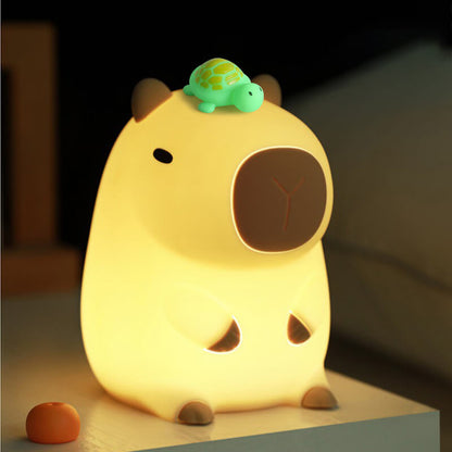 Huggwaii Flower Capybara Squishy Silicone Night Light - Perfect Gift for Kids and Girls