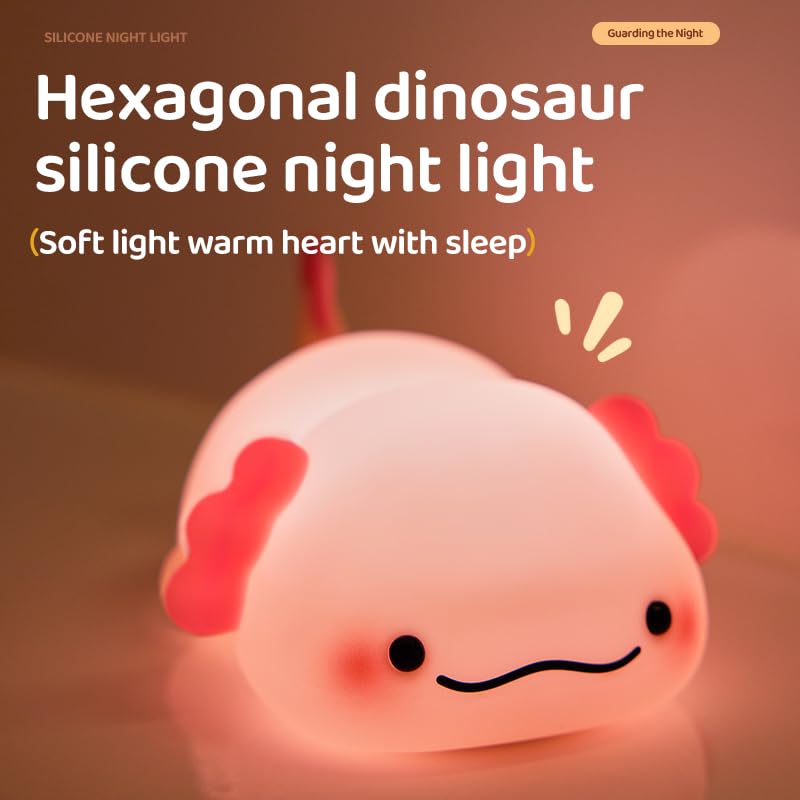 Huggwaii Squishy Silicone Lazy Axolotl LED Night Light - Perfect Gift for Kids and Girls