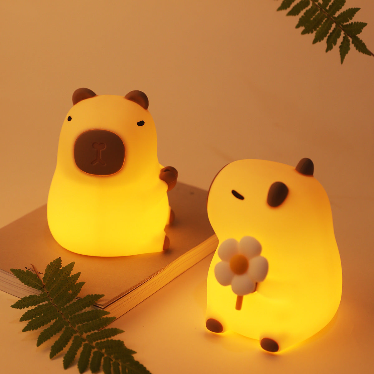 Huggwaii Flower Capybara Squishy Silicone Night Light - Perfect Gift for Kids and Girls
