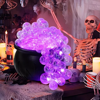 Flame Witch Cauldron Halloween Decoration Skull Potion Brewing Bucket with Floating Poison Bottle Spooky Party Prop