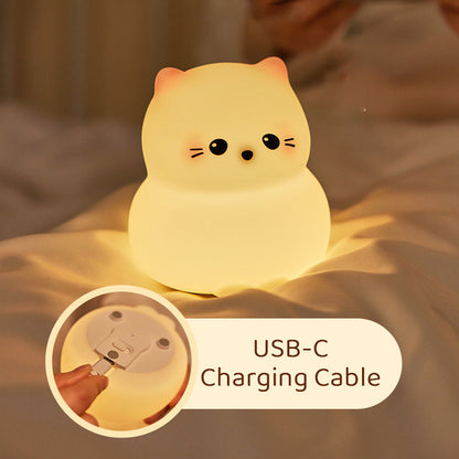 Huggwaii Cute Kitten Silicone Squishy Night Light Tap Lamp Best Gift For Baby and Girl