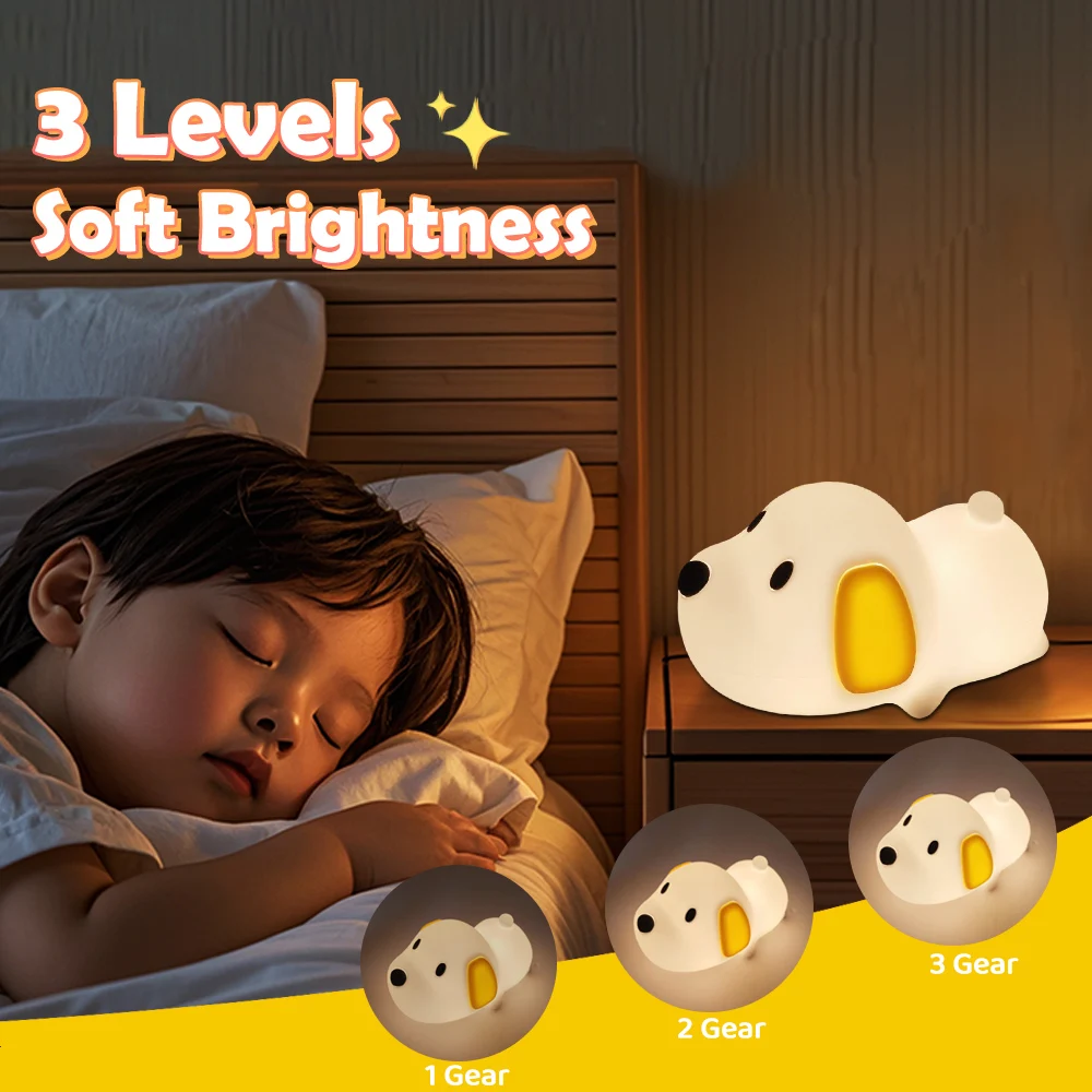 Puppy Silicone Squishy Night Light Gift Cute Droopy Ears and Cozy for Decor Perfect Gift