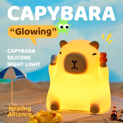Capybara Funny Sitting Silicone Squishy Night Light Perfect Gift