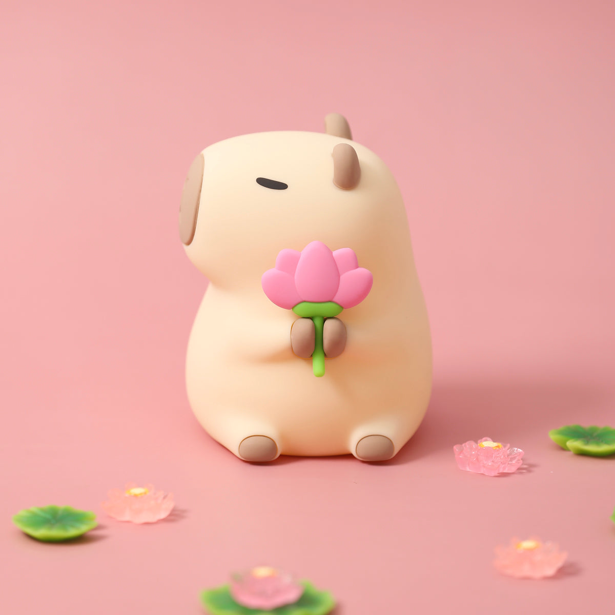 Huggwaii Flower Capybara Squishy Silicone Night Light - Perfect Gift for Kids and Girls