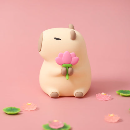 Huggwaii Flower Capybara Squishy Silicone Night Light - Perfect Gift for Kids and Girls