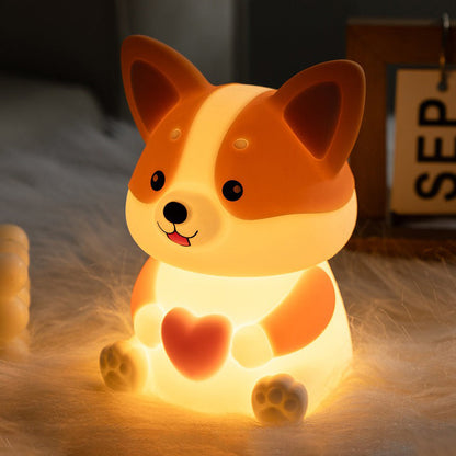 Corgi with Heart Silicone Night Light Cute Puppy Paw Pads Cozy Decor Perfect Gift