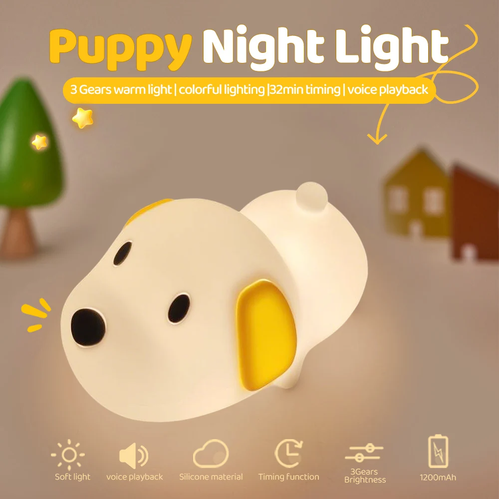 Puppy Silicone Squishy Night Light Gift Cute Droopy Ears and Cozy for Decor Perfect Gift