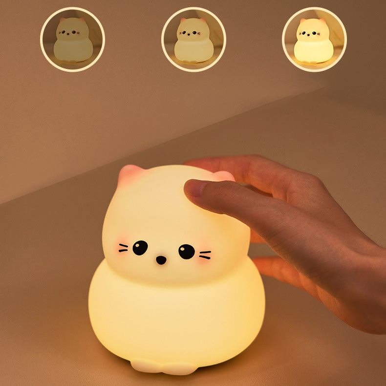 Huggwaii Cute Kitten Silicone Squishy Night Light Tap Lamp Best Gift For Baby and Girl