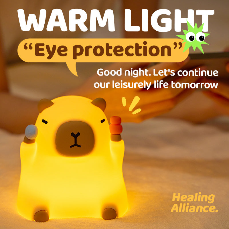 Capybara Funny Sitting Silicone Squishy Night Light Perfect Gift