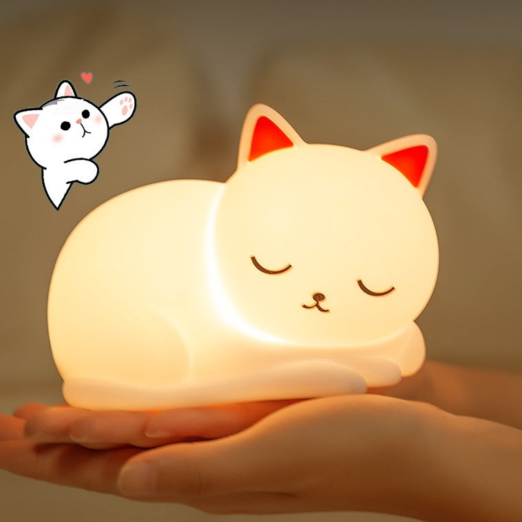 Huggwaii Squishy Silicone Napping Cat LED Night Light - Perfect Gift for Kids and Girls