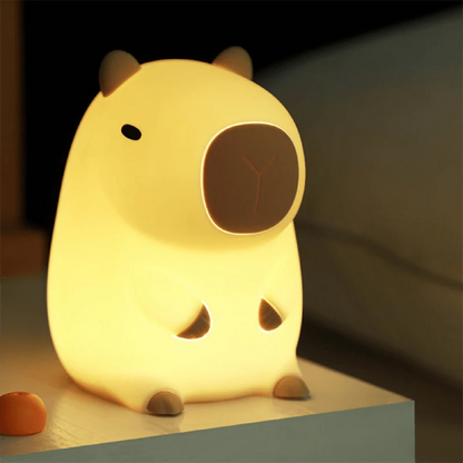 Huggwaii Capybara With Turtle LED Squishy Night Light For Gift USB Rechargeable Capybara Lamp