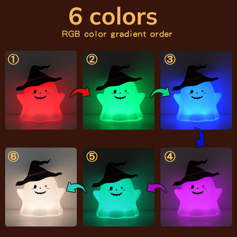 Ghost Halloween Silicone Night Light Witch Hat Cute Spooky Lamp Holiday Gift