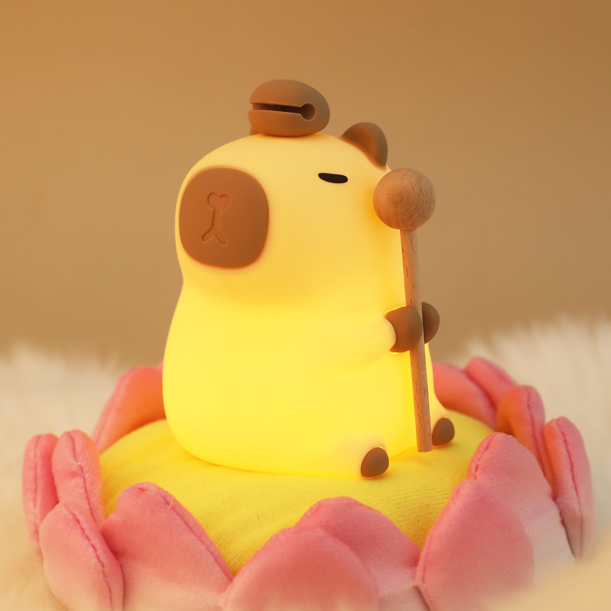 Huggwaii Flower Capybara Squishy Silicone Night Light - Perfect Gift for Kids and Girls